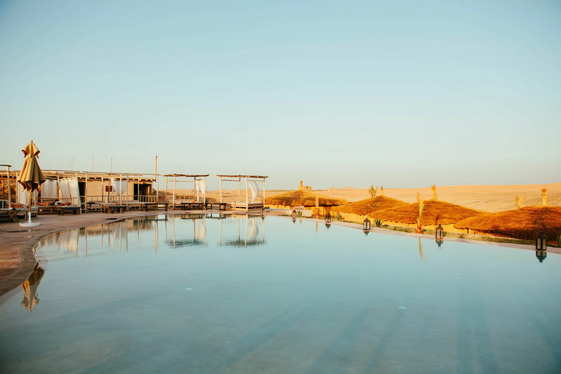 pool in the desert of agafay dwo le bedouin hotel marrakech